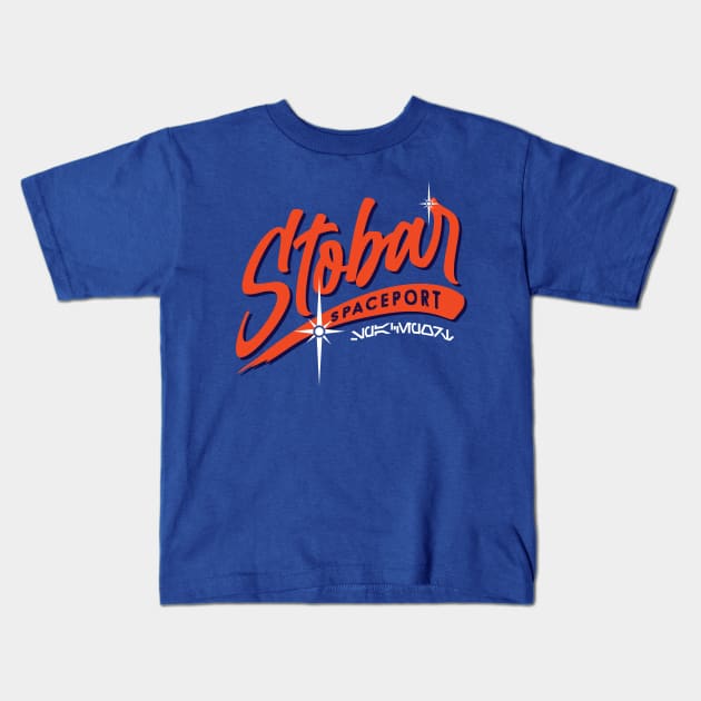 Stobar Spaceport Kids T-Shirt by MindsparkCreative